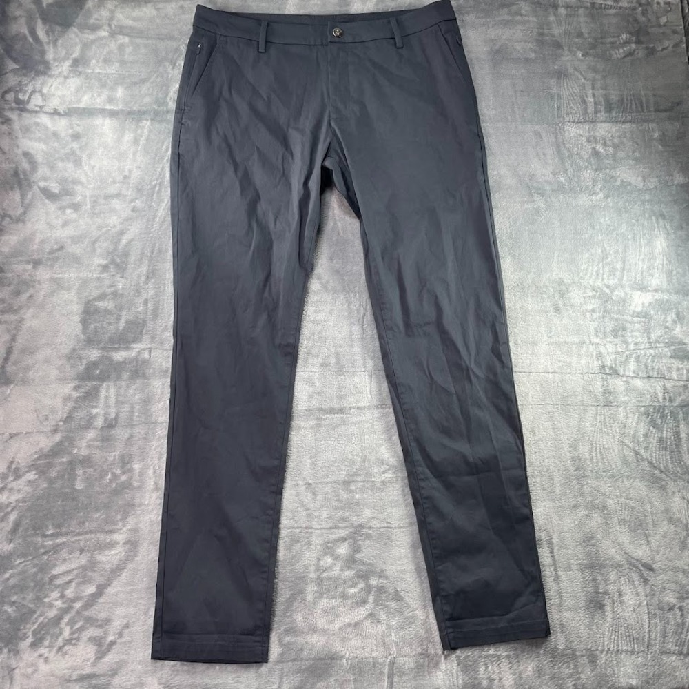 Birddogs Pants Men 36X34 Black Stretch‎ Standard Fit Flat Front Lined Golf Chino